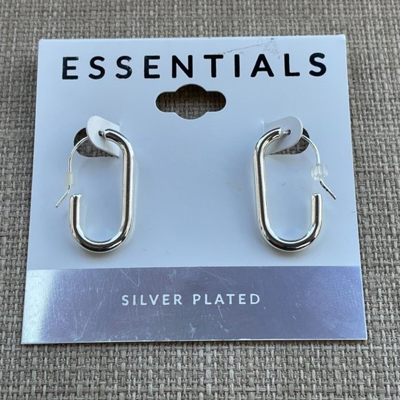 Essentials Women Earrings Silver Plated Jewelry Hoop Hook Earrings $40 - Picture 2 of 12